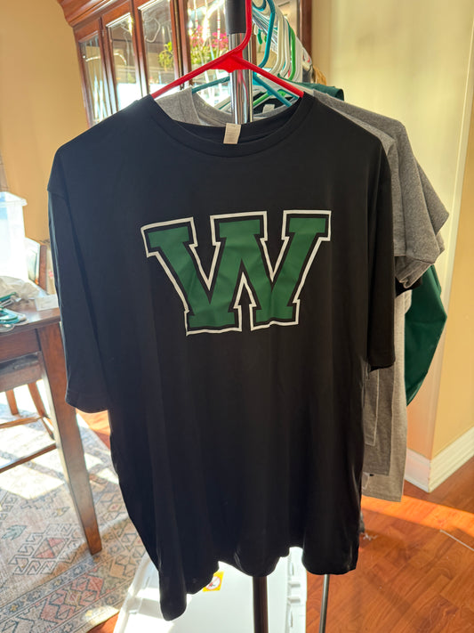 Black Large W performance Tshirt